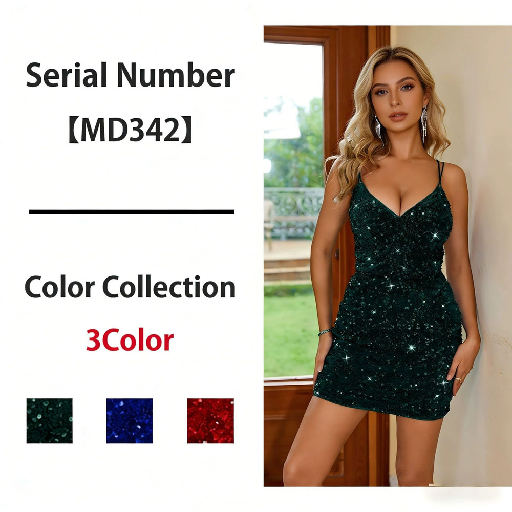 Sexy Backless Sequin Bodycon Dress for Women